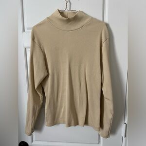 The Limited - Ribbed Turtleneck Sweater - Yellow Beige Cream XL VINTAGE 90s Y2K